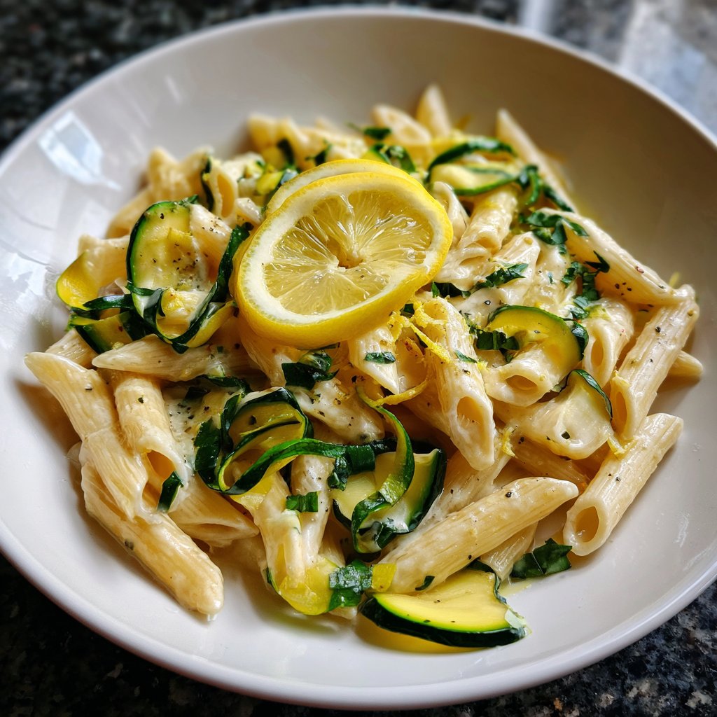 Penne mit Zucchini und Zitrone