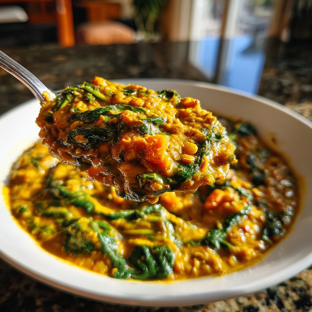 Vegetarisches Abendessen mit Linsencurry