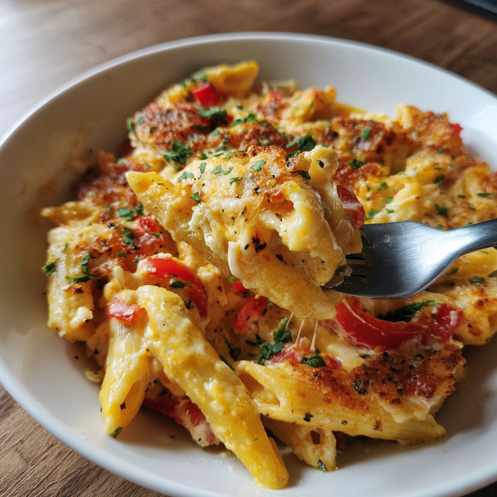 Penne mit Paprika und Feta