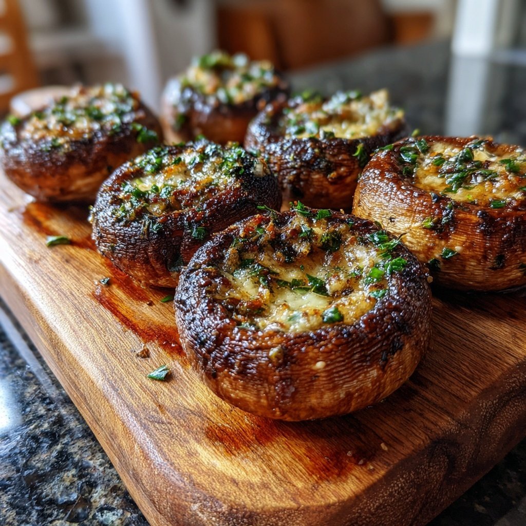 Gegrillte Champignons Mit Kräuter Füllung