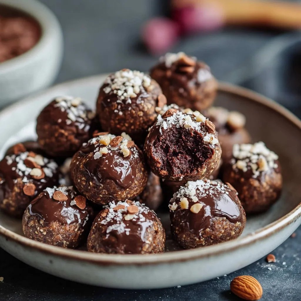 Einfache No-Bake Protein-Bites mit Brownie-Geschmack