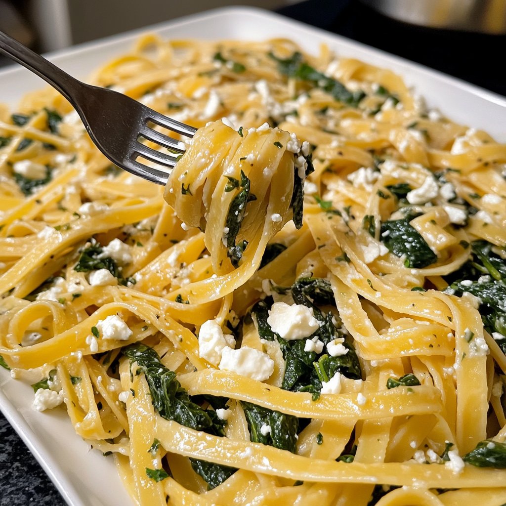 Pasta mit Spinat und Feta