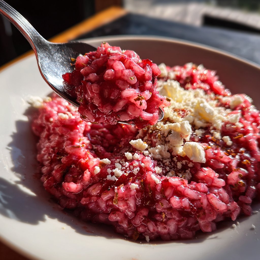Rote-Bete-Risotto mit Ziegenkäse